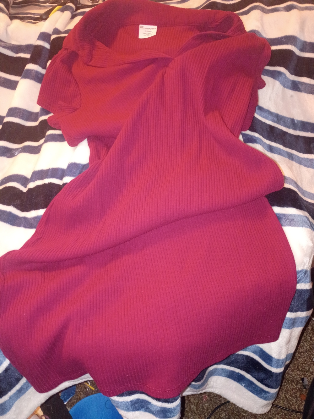 No Boundaries Ribbed Short Sleeve Dress in Burgundy